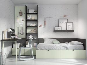 Dormitorio juvenil de líneas sencillas
