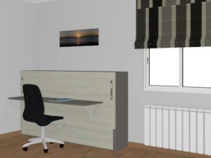 Cama abatible horizontal de 105 x 190 o 200 con escritorio fondo 38