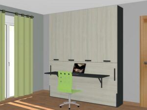 Cama abatible con escritorio de 90 x 190 ó 200 con 4 puertas fondo 38