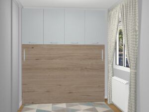 Cama abatible de 135 con estantería superior cerrada fondo 38