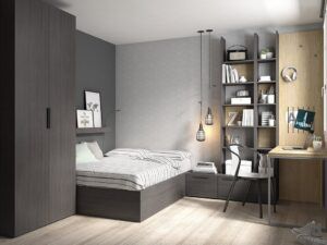 Dormitorio muy práctico con canapé abatible