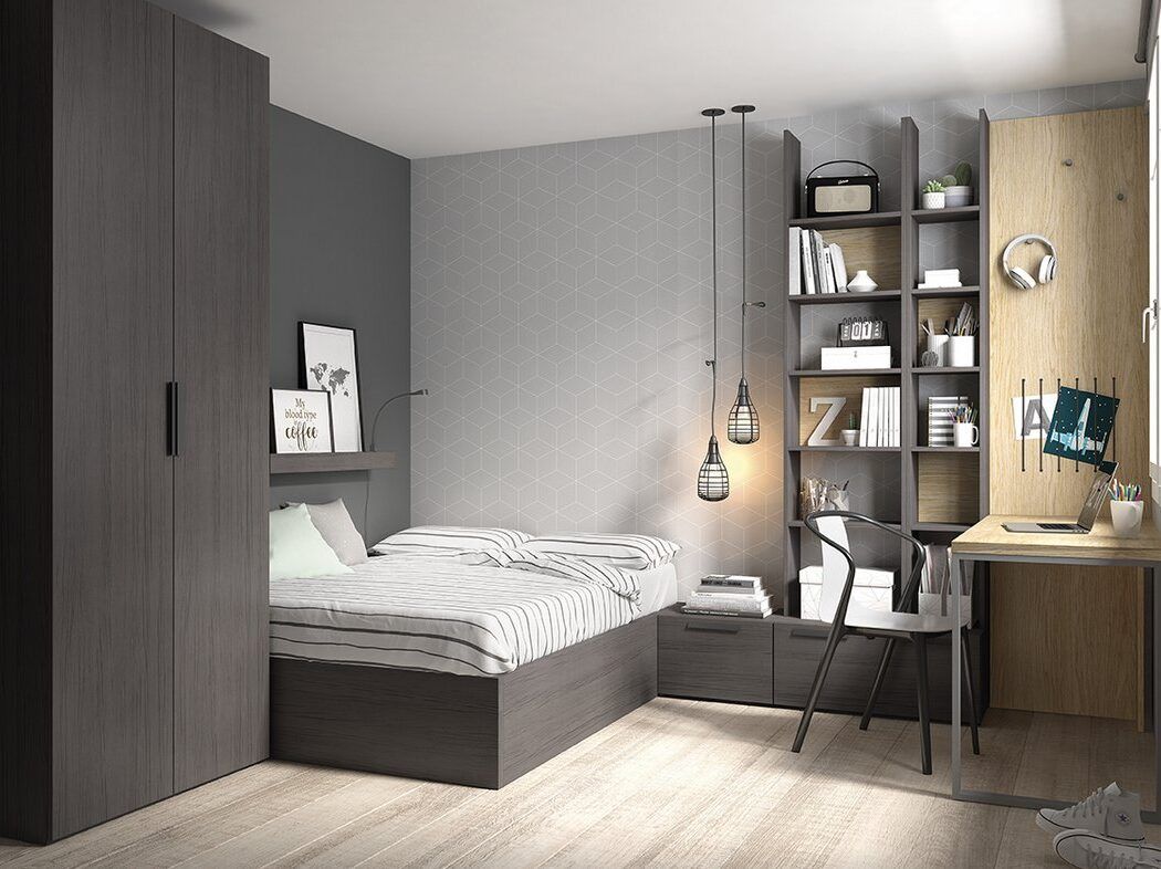 Dormitorio muy práctico con canapé abatible
