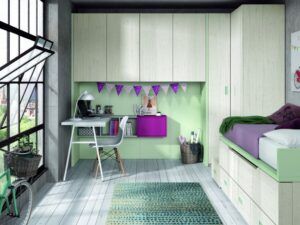 Habitación con bicama y un súper puente