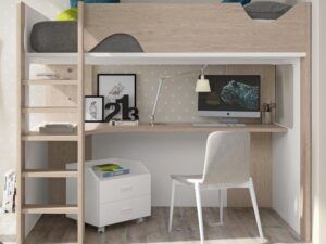LITERA CON MESA ESTUDIO Y TIRA LEDS INTEGRADA