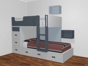 CAMA TREN ULTRACORTA Y BUCS PARED
