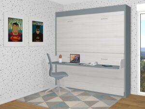 Litera abatible Formas con mesa de estudio fondo 42 cm