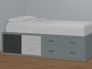 Cama compacta con 4 cajones bajos + 4 contenedores. 7 medidas a elegir.