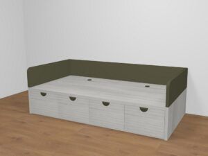 Cama con 4 contenedores con arcones y brazos. 8 medidas a elegir.
