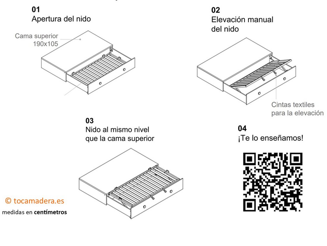 Compacta con nido elevable para colchón de 105 x 190 - Imagen 5