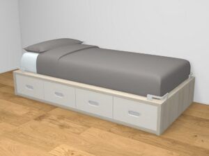 Cama compacta con 4 contenedores y 2 codos metálicos. 7 medidas a elegir.