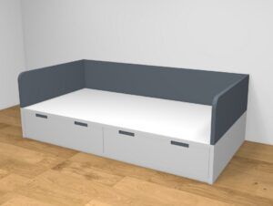 Cama compacta con 2 baúles, brazos y respaldo