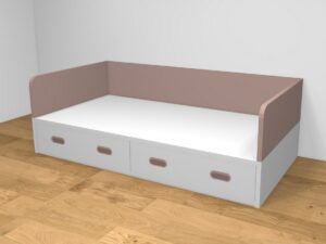 Cama compacta con 2 baúles, brazos y respaldo