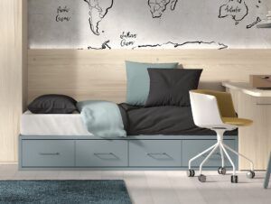 Cama compacta con 4 contenedores.