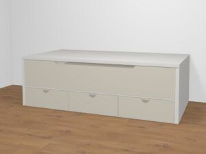 Bicama y cajonera de 3 cajones. Altura 66,4 cm. Cuatro medidas a elegir.