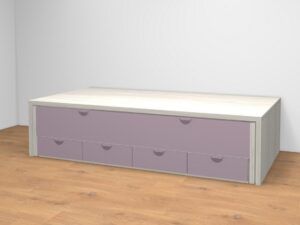 Cama desplazable y cajonera 4 cajones. Altura 49,8 cm. Cuatro medidas a elegir.