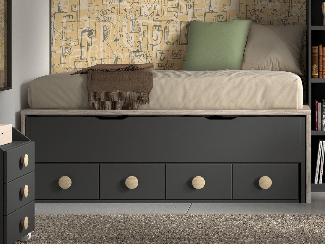 Cama desplazable con 4 contenedores