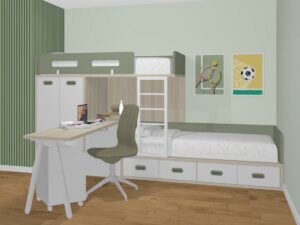 Cama tren con mesa integrada