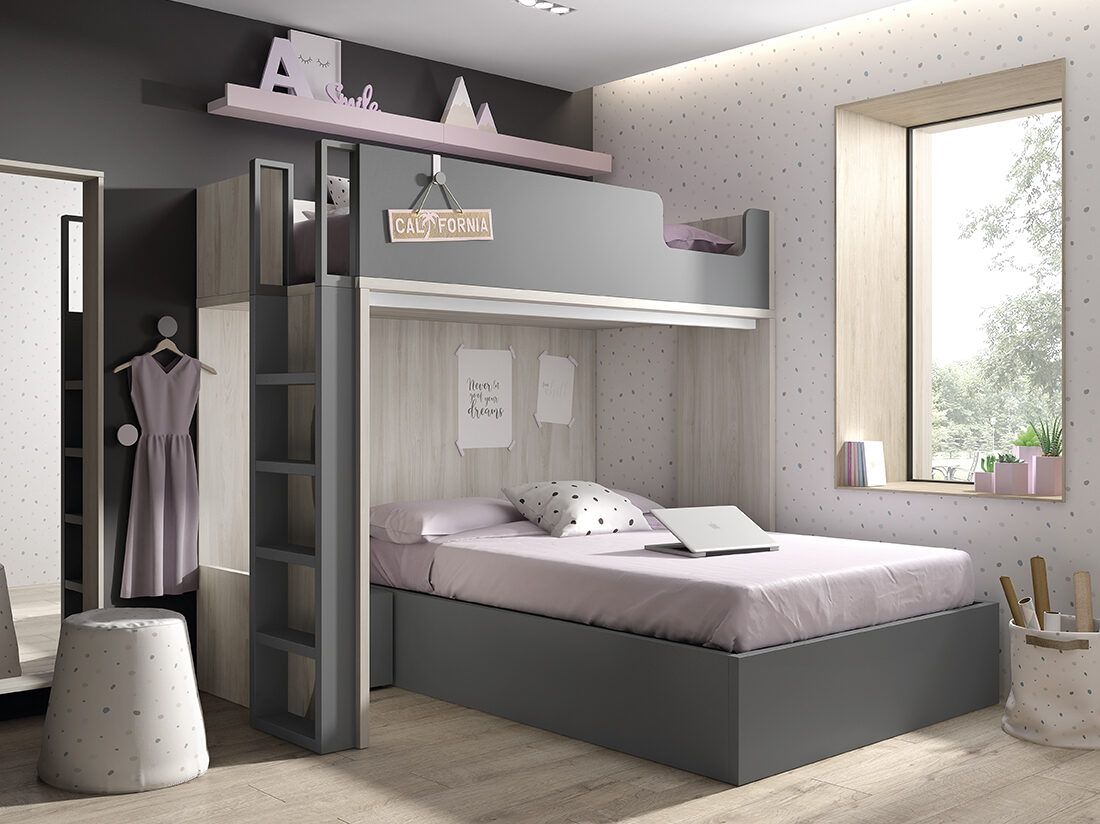 Cama alta de 90 con canapé de 135