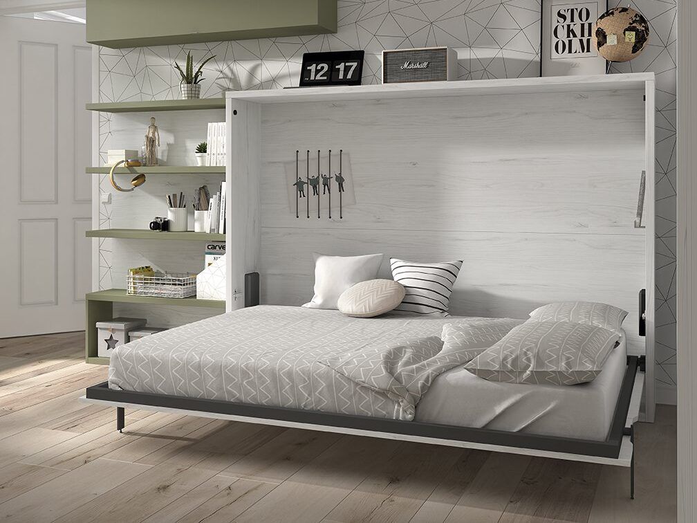 Cama abatible horizontal para colchón de 135 o 150 cm. Fondo 36 cm.