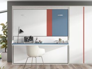 Cama abatible horizontal para colchón de 90 y 105 con armario y escritorio