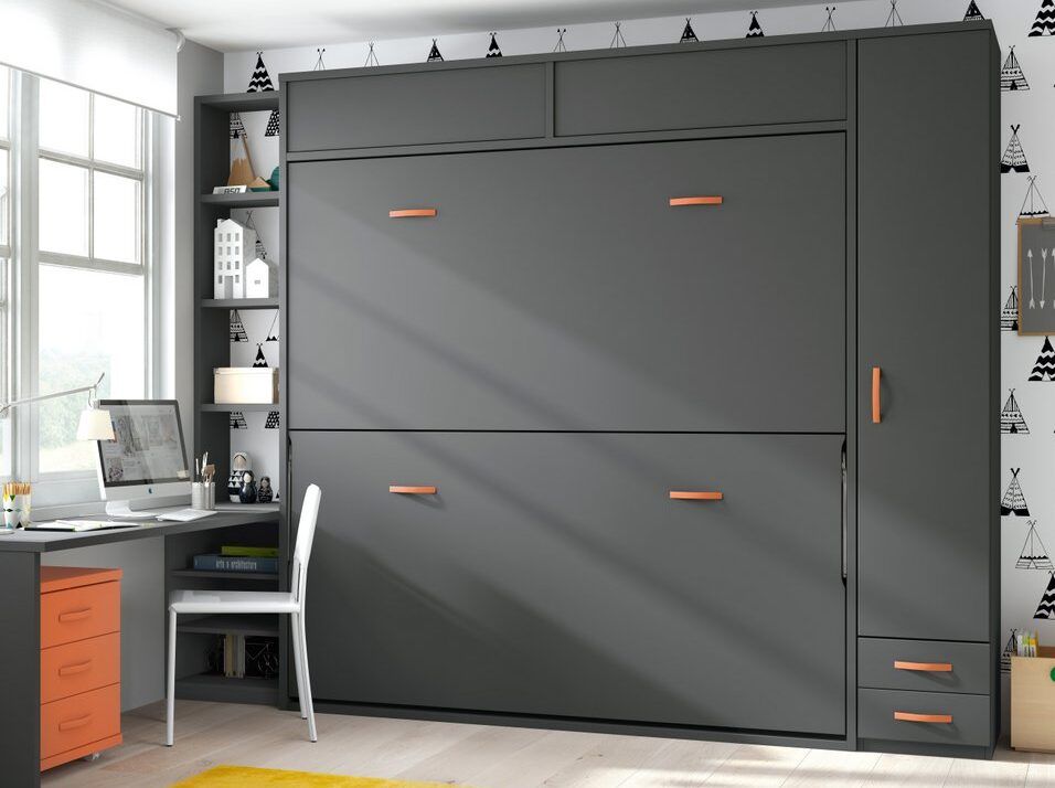 Litera abatible Premium con altillos y estantes interiores fondo cerrada 57,5 cm