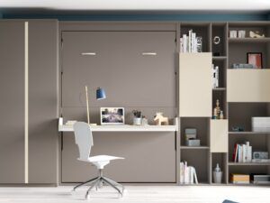 Cama abatible vertical para colchones de 135, 140, 150 y 160 con escritorio