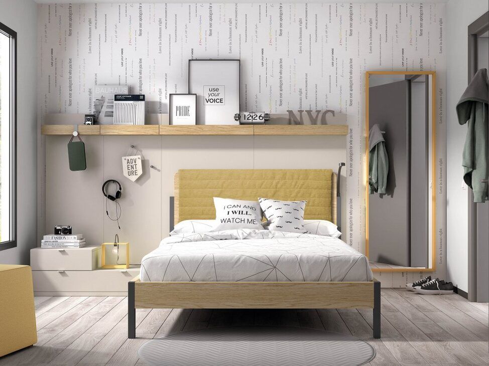 Dormitorio con cama diseño moderno.