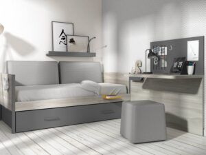 Juvenil con sofá cama y zona estudio diáfana