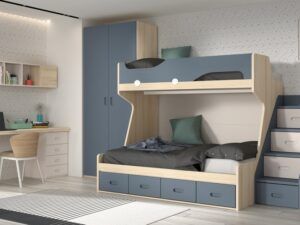 Litera de 90 y 135, escalera contenedora, zona estudio y armario