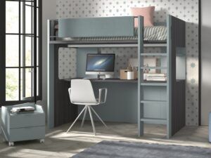 Cama alta con mesa de estudio con leds y USB. 4 medidas a elegir