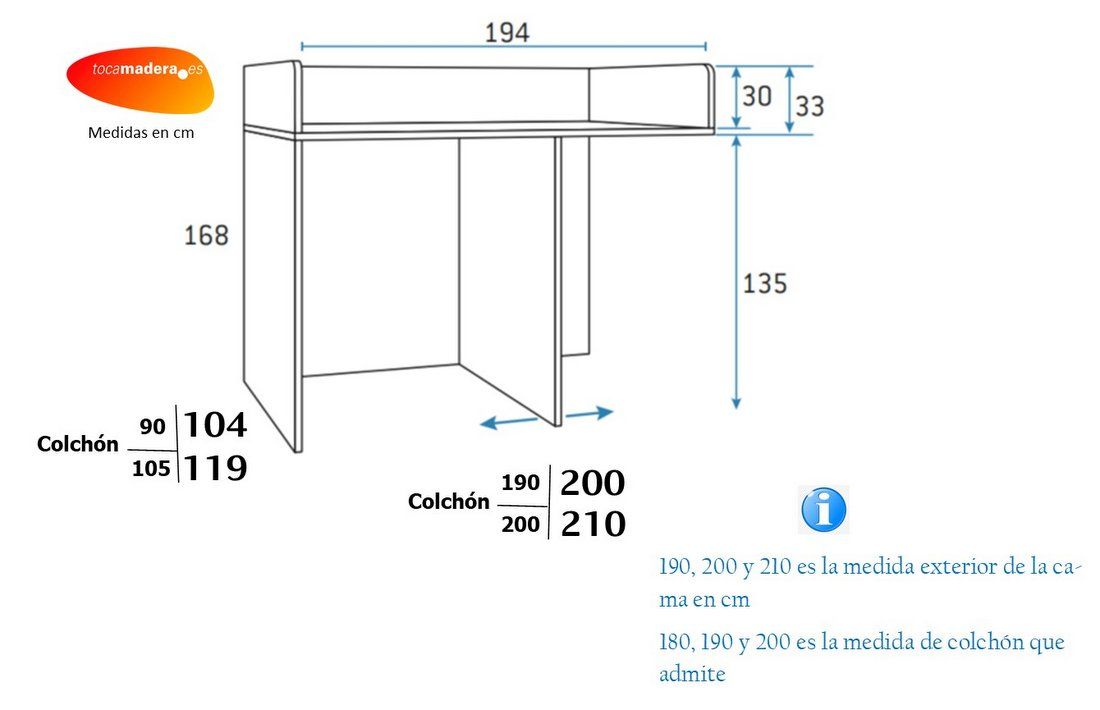 Cama alta con escalera contenedora y armarios - Imagen 5