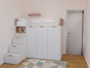 Cama Alta con Armarios y Contenedores para Colchones de a Medida