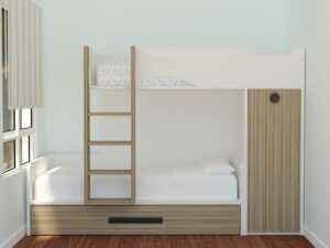 Cama tren 3 camas con escalera de madera