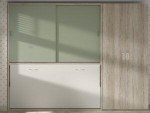 Cama abatible Premium con armario y estantes interiores