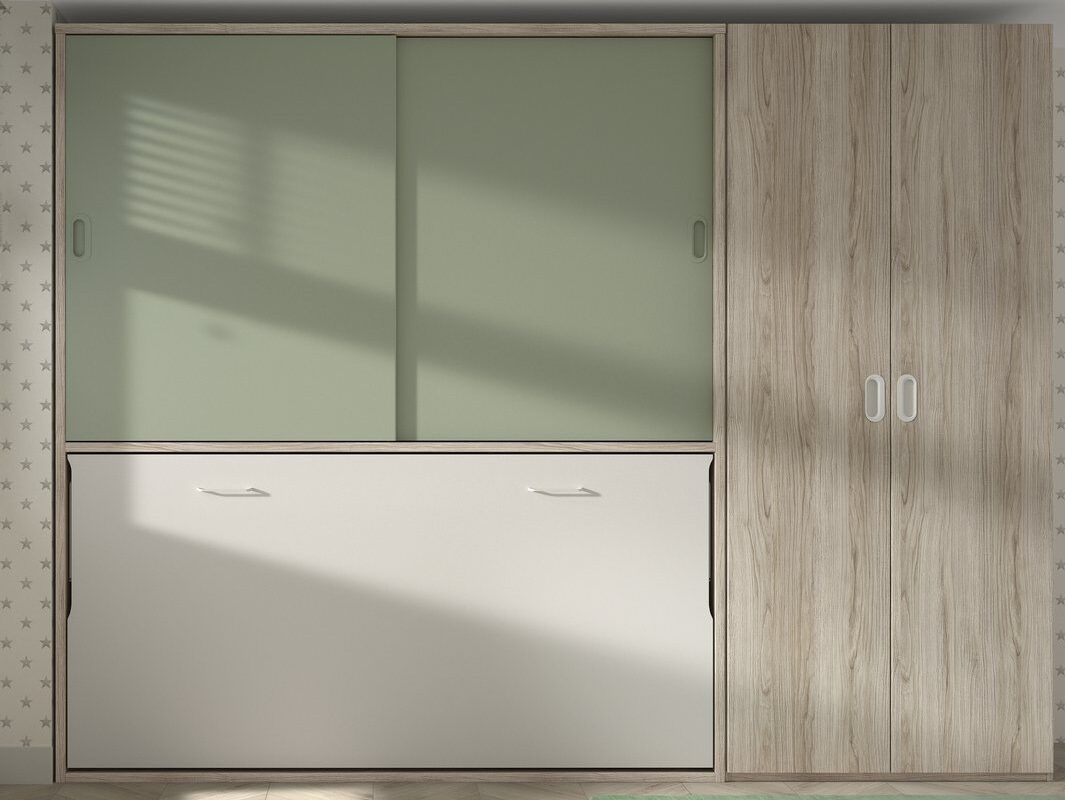 Cama abatible Premium con armario y estantes interiores