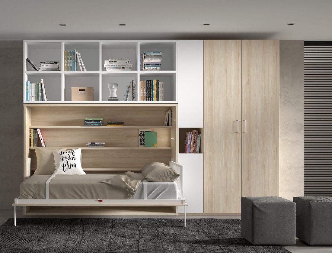 Cama matrimonio abatible premium con estantes interiores. 4 medidas disponibles