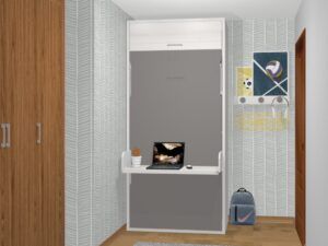 Cama abatible vertical Premium con altillo y escritorio para colchones de 90 o 105. Fondo 57,5 cm