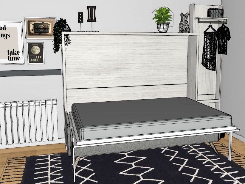 Cama abatible horizontal con sofá nórdico de 135 fondo 36 cm. - Imagen 3