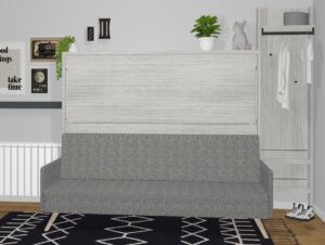Cama abatible horizontal con sofá nórdico de 135 fondo 36 cm.
