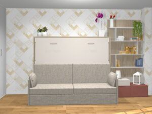 Cama abatible matrimonio con sofá canapé. 4 medidas disponibles. Fondo cerrada 42 cm.