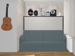 Cama abatible matrimonio con sofá canapé. 4 medidas disponibles. Fondo cerrada 57,5 cm.