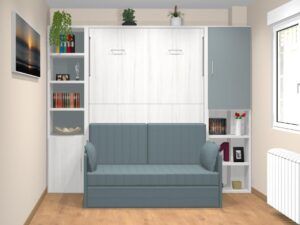 Cama abatible con sofá canapé. 4 medidas disponibles. Fondo cerrada 42 cm.
