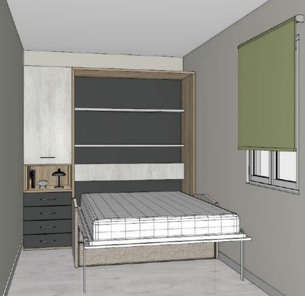 Cama abatible vertical con sofá canapé. 4 medidas disponibles. Fondo cerrada 57,5 cm. - Imagen 3