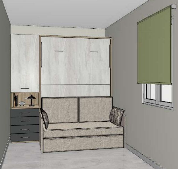 Cama abatible vertical con sofá canapé. 4 medidas disponibles. Fondo cerrada 57,5 cm. - Imagen 2