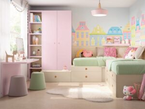 Dormitorio Infantil con Camas Modulares en Escuadra