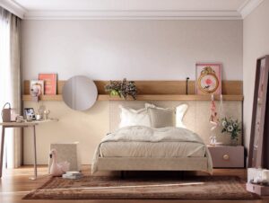 Habitación Juvenil Moderna Con Cama Aro Y Cabeceros Tapizados