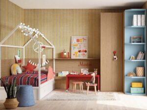 Cama Casita Con Nido, Mesa Infantil Y Armario Rincón