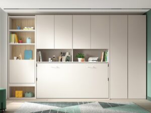 Cama abatible Premium con armario y estantes