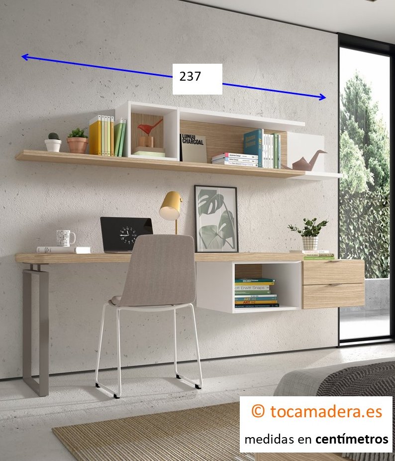 Medidas del despacho pequeño para dormitorio con escritorio de 237 cm